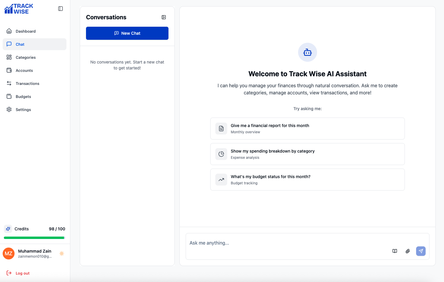 Track Wise - Screenshot 3 showing Finance interface