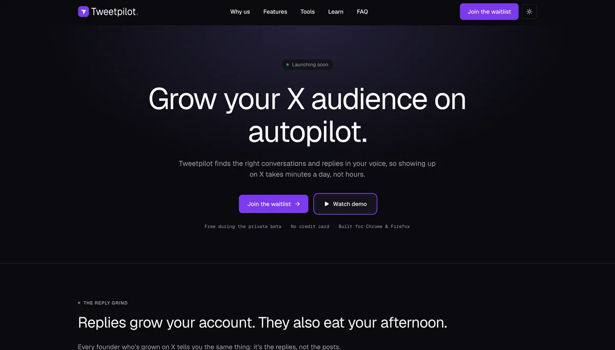 Tweetpilot landing page